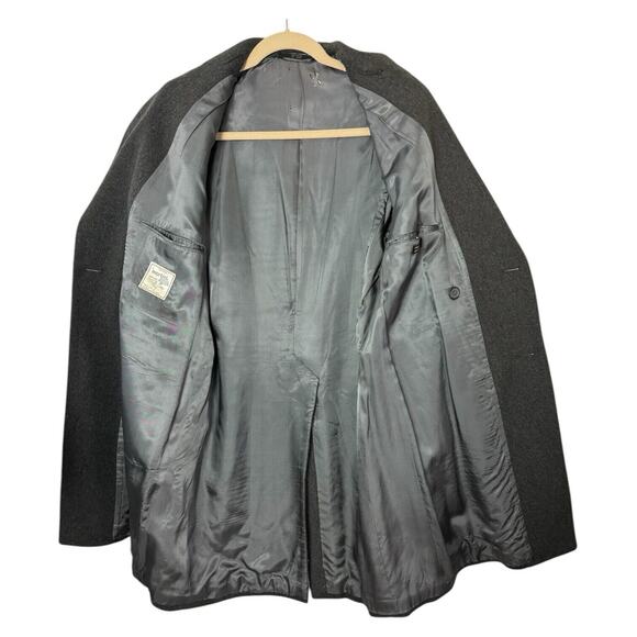 Vintage Italian Wool Double-Breasted Overcoat Gray 42L Long READ Grunge Academia - Picture 2 of 16